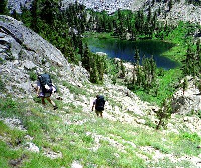 Descending from Sixty Lakes Basin